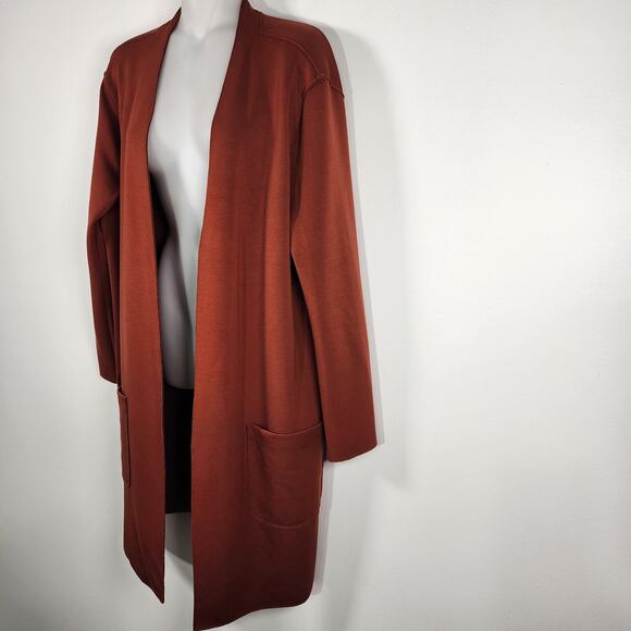 Carolina Belle Montreal Jacket Oversize Rusty Brown Open Front Long Cardigan XL - Picture 4 of 11